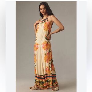 Farm Rio x Anthropologie Floral Halter Jumpsuit size Large